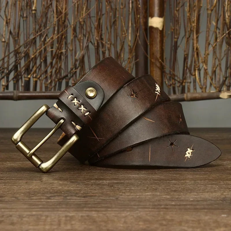 Brass Buckle Leather Belt